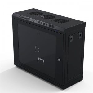 R6525V-9UK Black 9U Perforated Steel Door